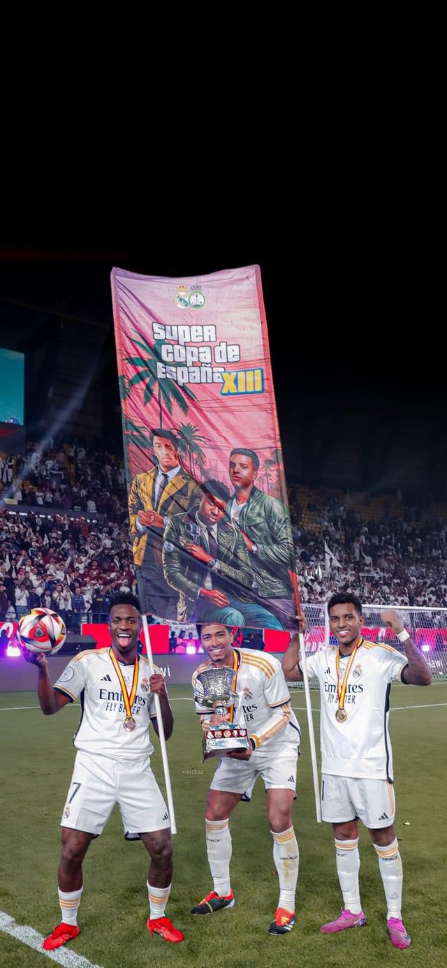 Real Madrid, Spieler, Fan-Banner, Pyrotechnik, Hochformat, Android-Hintergrundbild