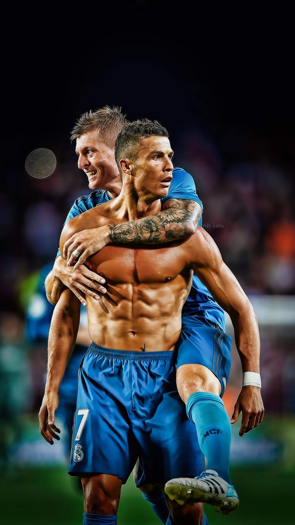 Cristiano Ronaldo, Real Madrid, Oberkörperfrei, Jubel, Blaues Trikot, HD, Handy-Hintergrund