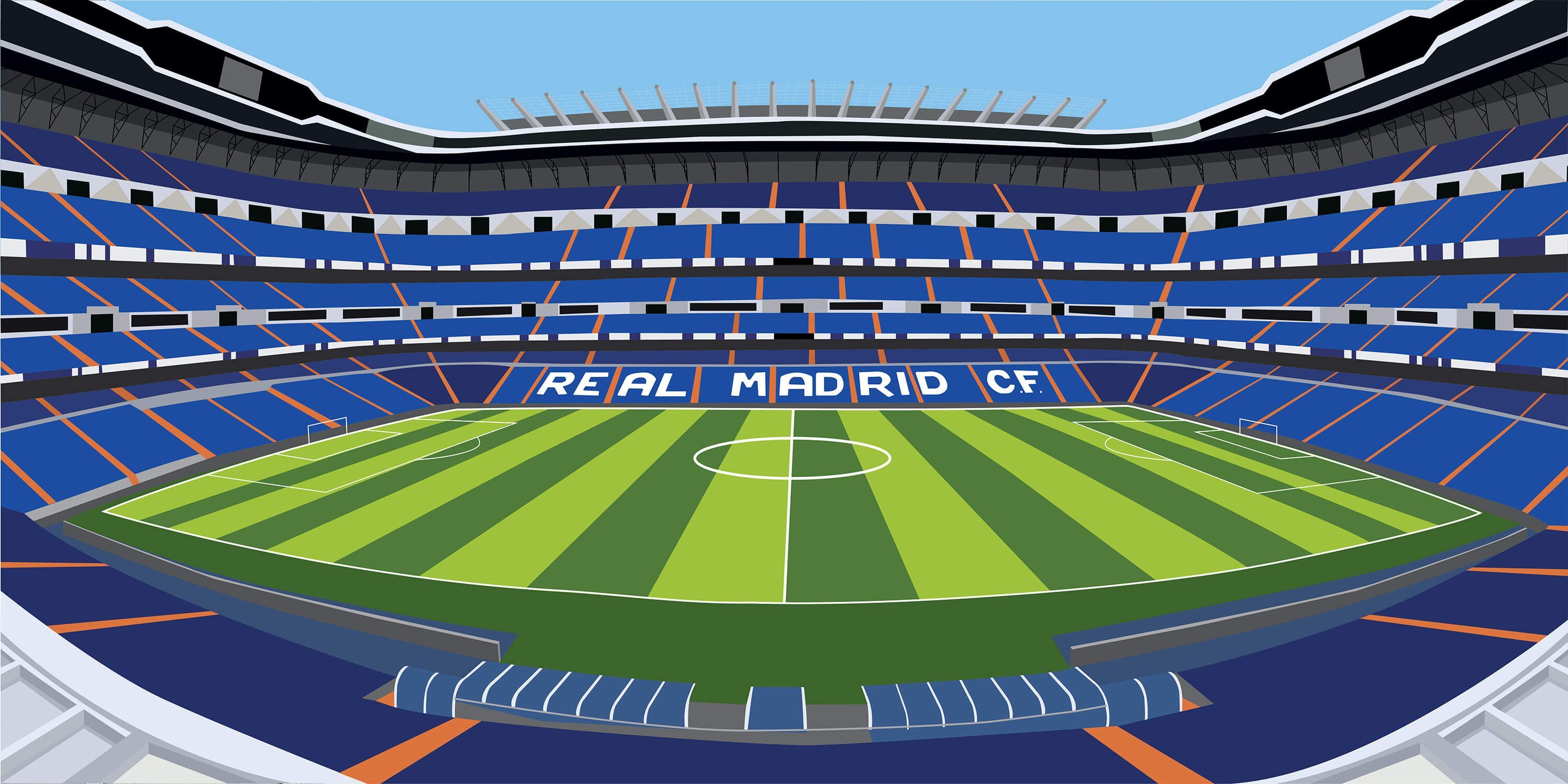 Estadio Santiago Bernabéu, Real Madrid CF, Illustration, Spielfeld, Vektorgrafik, 2K-PC-Hintergrundbild