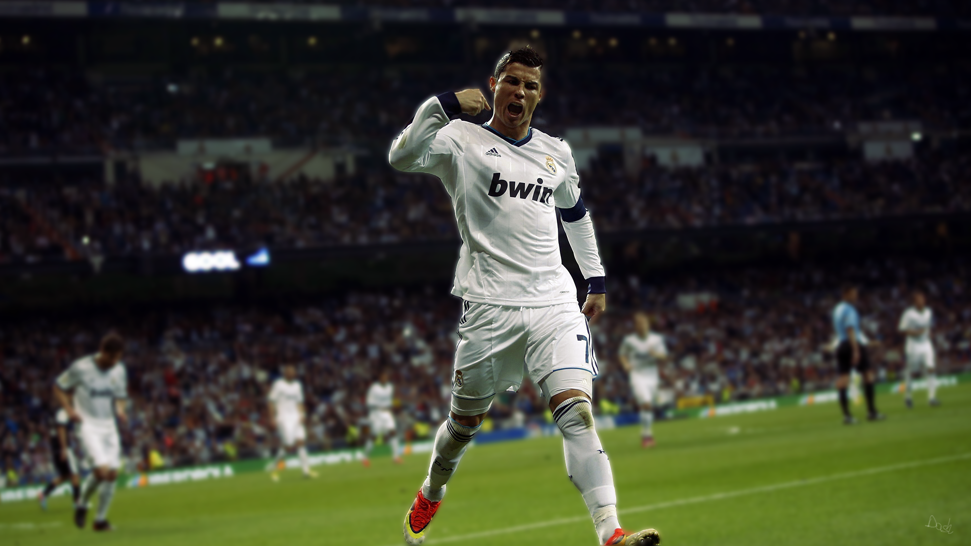 Cristiano Ronaldo, Real Madrid, Torjubel, Bwin-Trikot, Fußball, Full HD, PC-Hintergrundbild