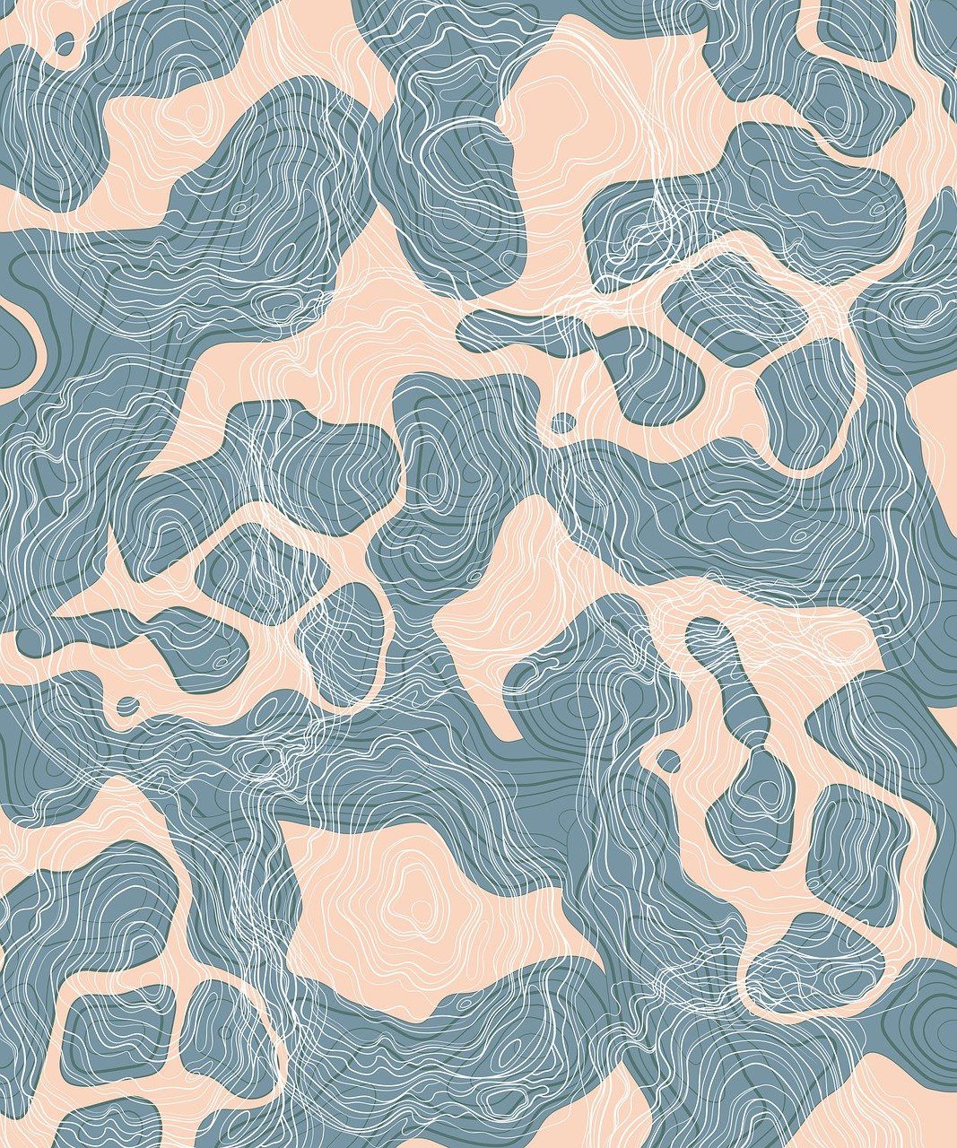 Topografie, Blau-Pfirsich, Feine Linien, Abstrakt, Muster, HD, Tablet-Hintergrund