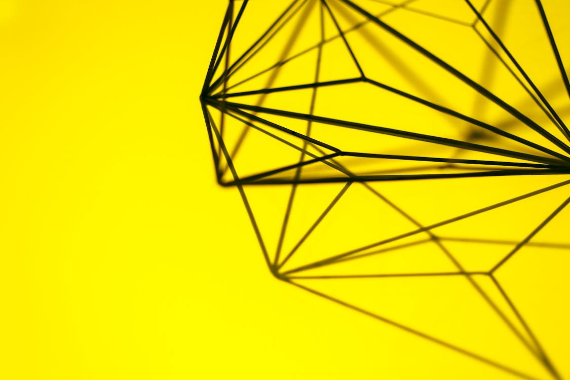 Drahtgestell, Geometrisch, Gelber Hintergrund, Schwarze Linien, Polyeder, Wallpaper