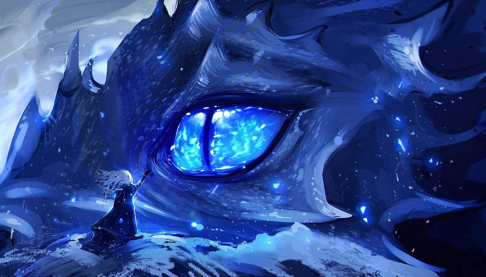 Drachenauge, Blau, Eis, Sterne, Mensch, Full HD, Desktop-Hintergrund für Windows