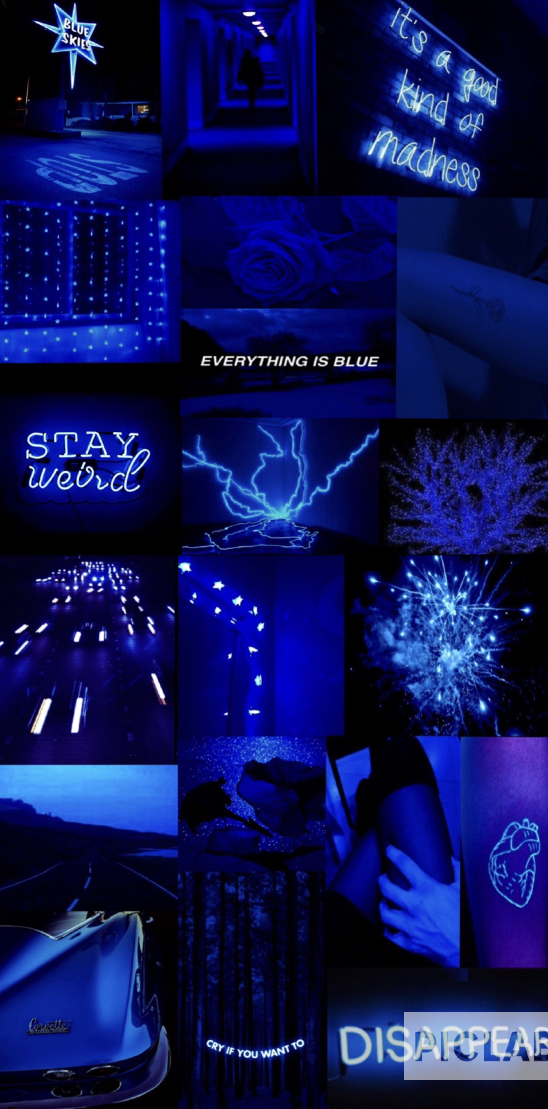Collage, Stay Home, Neon, Dunkelblau, Nacht, Hochformat, QHD+, Handy-Hintergrundbild