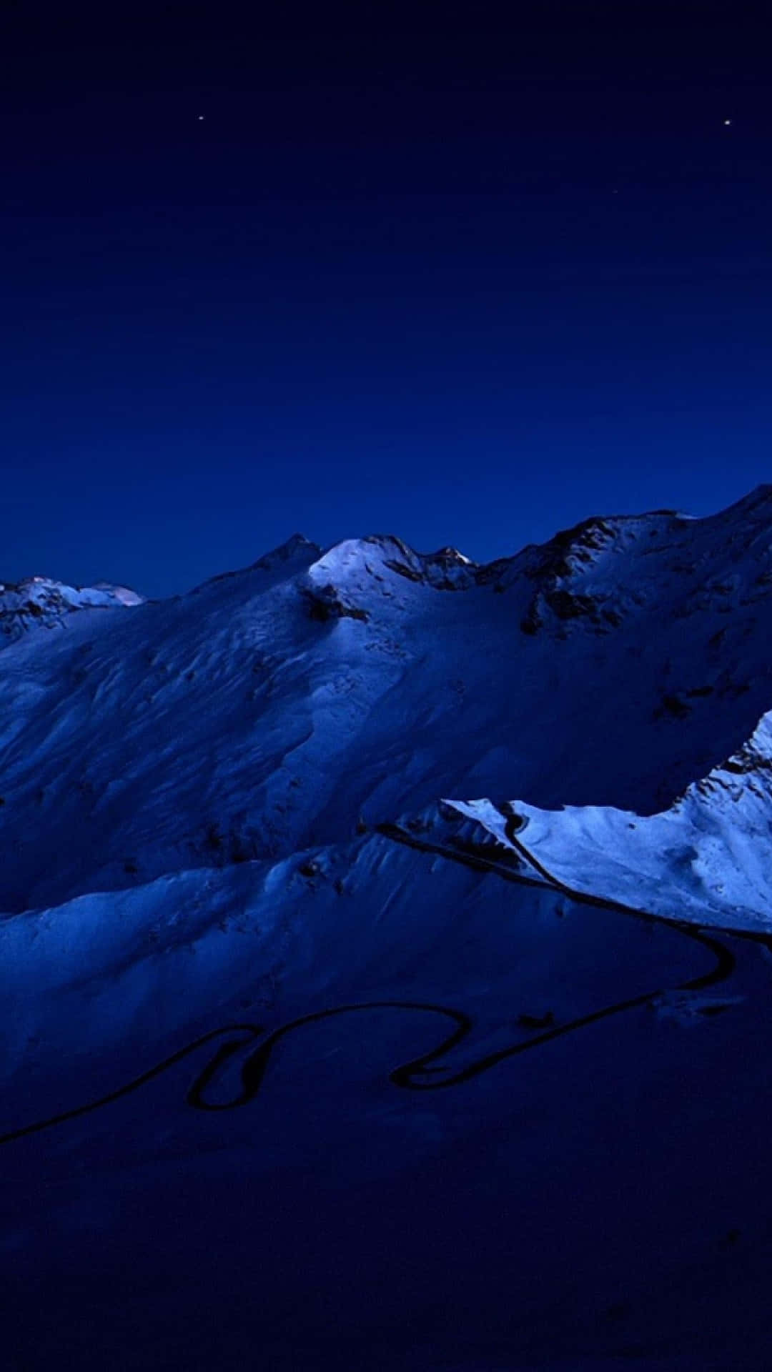 Berge, Schnee, Nacht, Dunkelblau, Minimalistisch, Hochformat, Full HD, Handy-Hintergrundbild