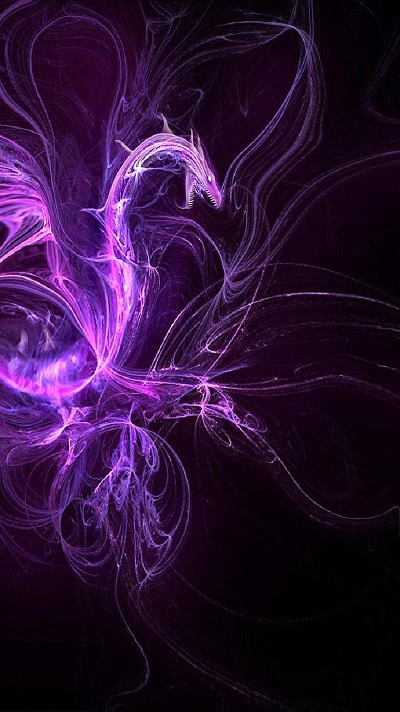 Drache, Rauch, Lila, Dunkler Hintergrund, Abstrakt, HD, Sperrbildschirm fürs iPhone