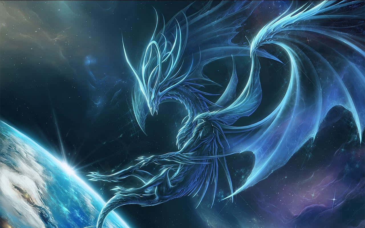 Lichtdrache, Erde, Weltraum, Türkis, Digitale Kunst, 16:10, HD-Hintergrundbild für den Desktop