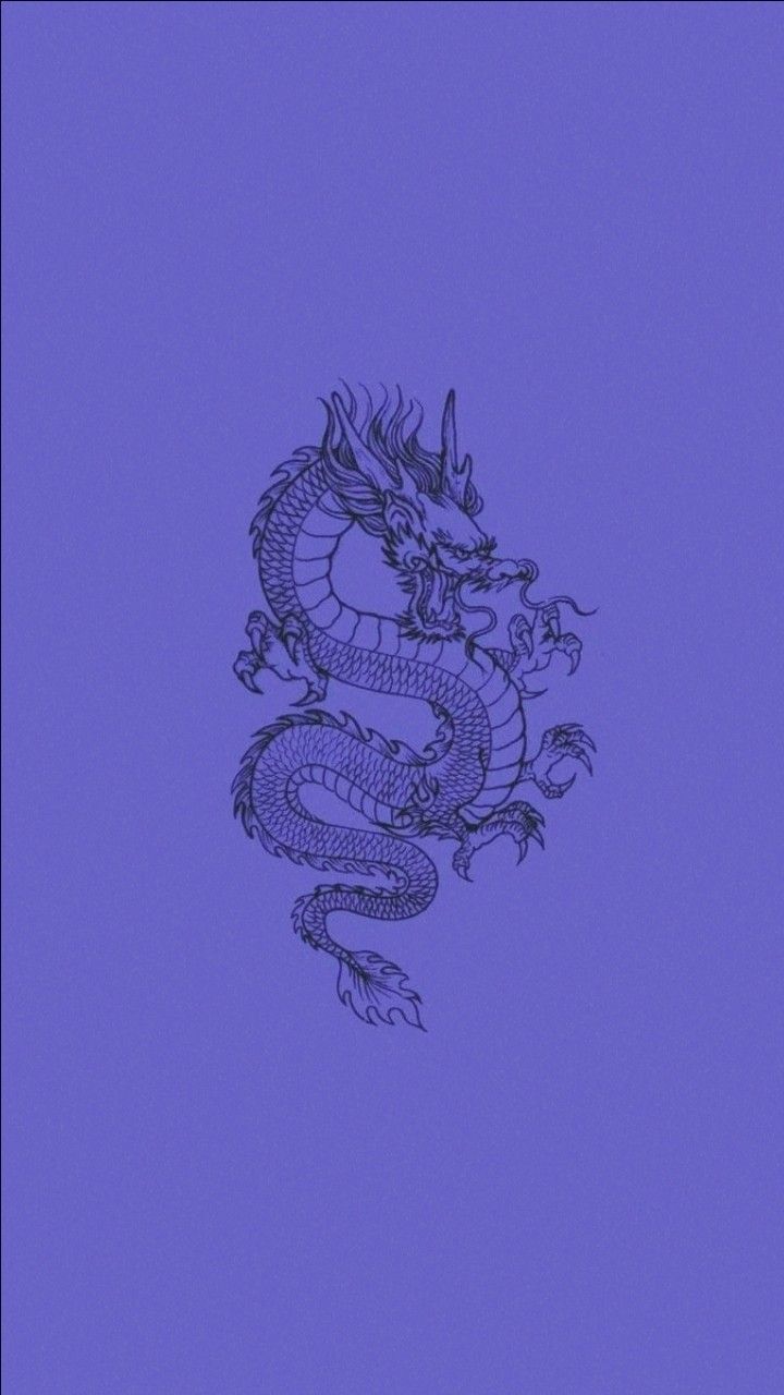Drache, Strichzeichnung, Lila Hintergrund, Minimalistisch, Sperrbildschirm fürs iPhone