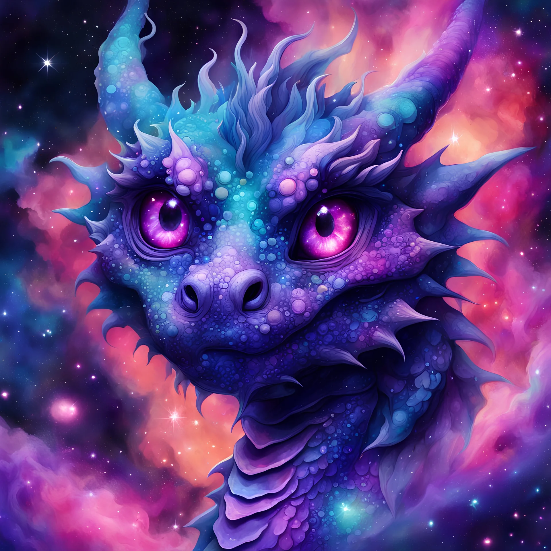 Drache, Niedlich, Nebel, Lila, Große Augen, Full HD, iPad-Hintergrundbild