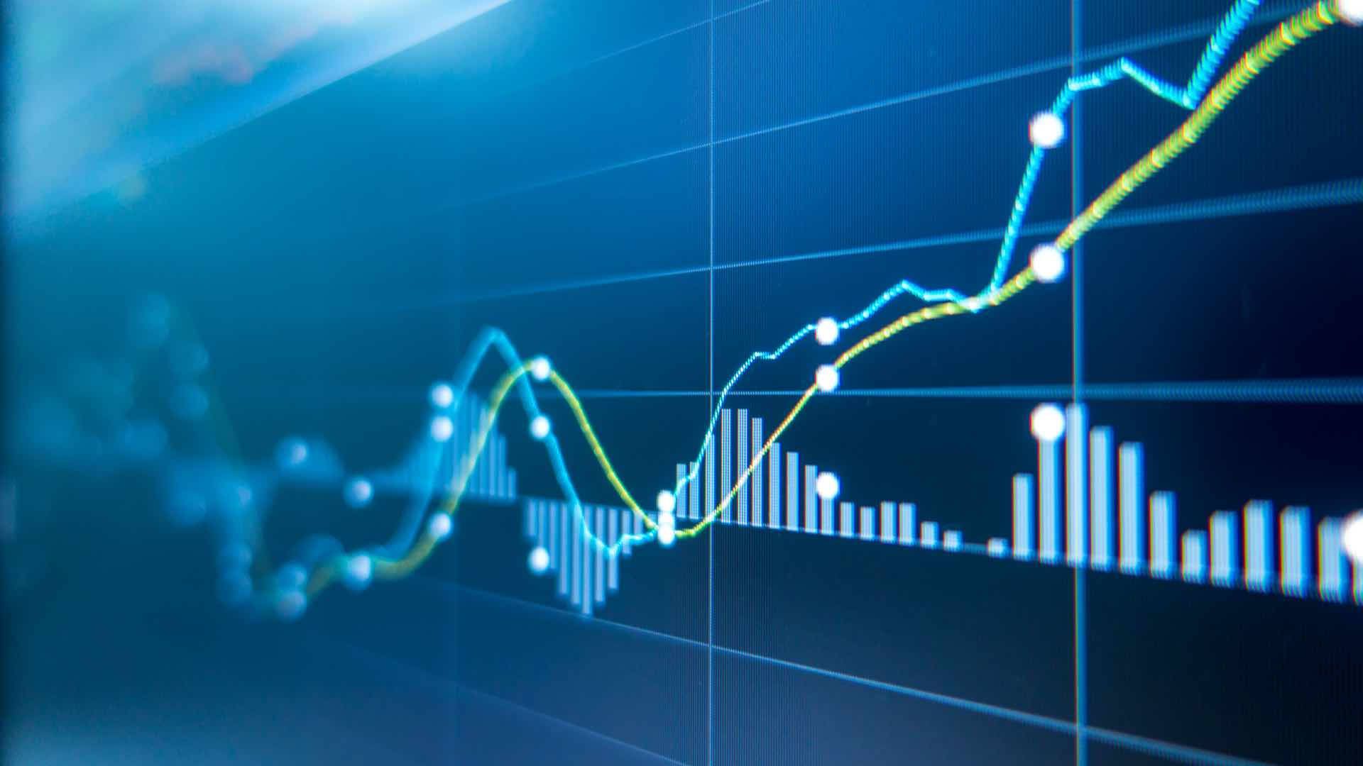 Börsenchart, Kursverlauf, Liniendiagramm, Finanzen, Blau, Full HD, Breitbild-Hintergrundbild