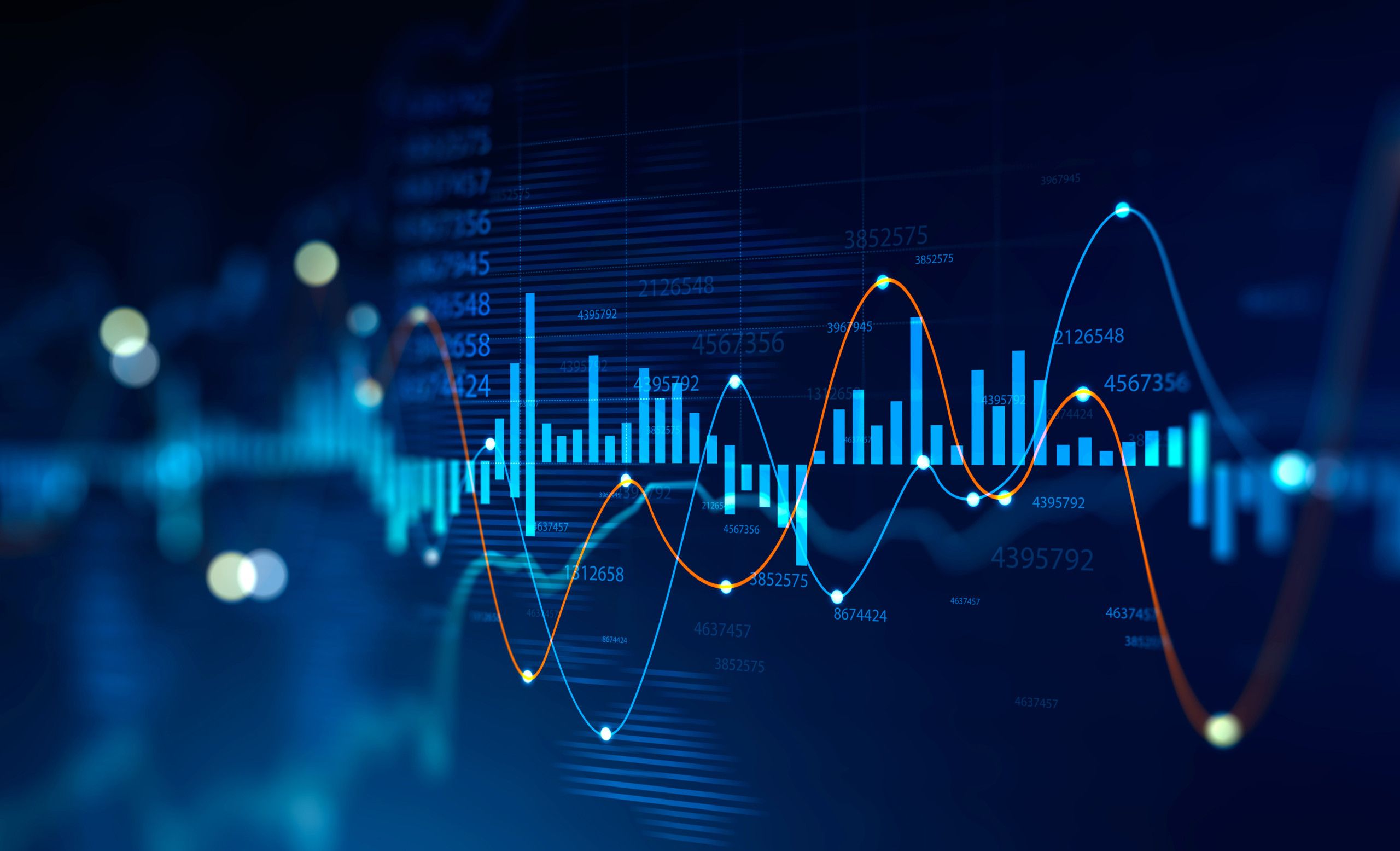 Aktienchart, Kerzenchart, Datenvisualisierung, Bokeh, Dunkelblau, 2K, Laptop-Hintergrundbild