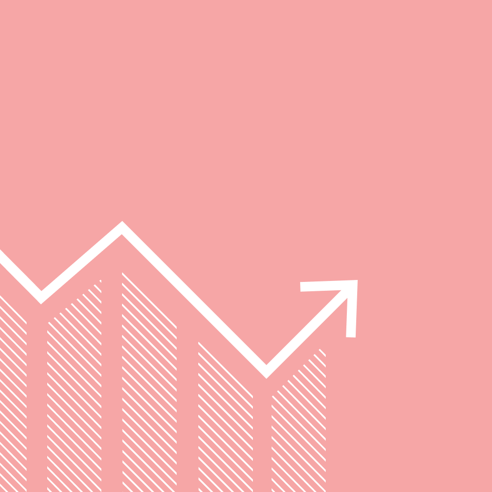 Aufwärtstrend, Pfeil, Diagramm, Rosa Hintergrund, Minimalistisch, Wallpaper