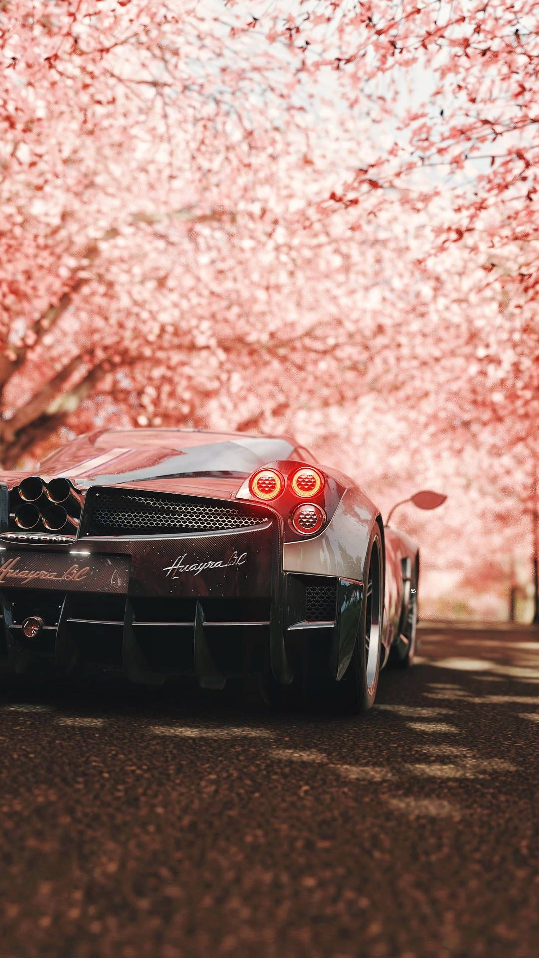 Pagani Huayra, Pagani, Kirschblüten, Heckansicht, Rosa, Full HD, Sperrbildschirm fürs iPhone