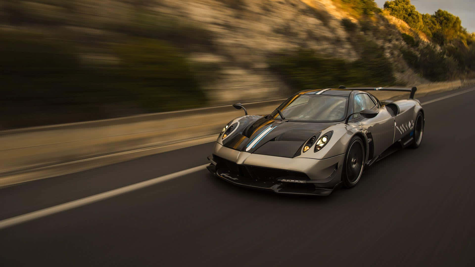Pagani Huayra BC, Pagani, Bewegungsunschärfe, Landstraße, Grau, 1920x1080, PC-Hintergrundbild