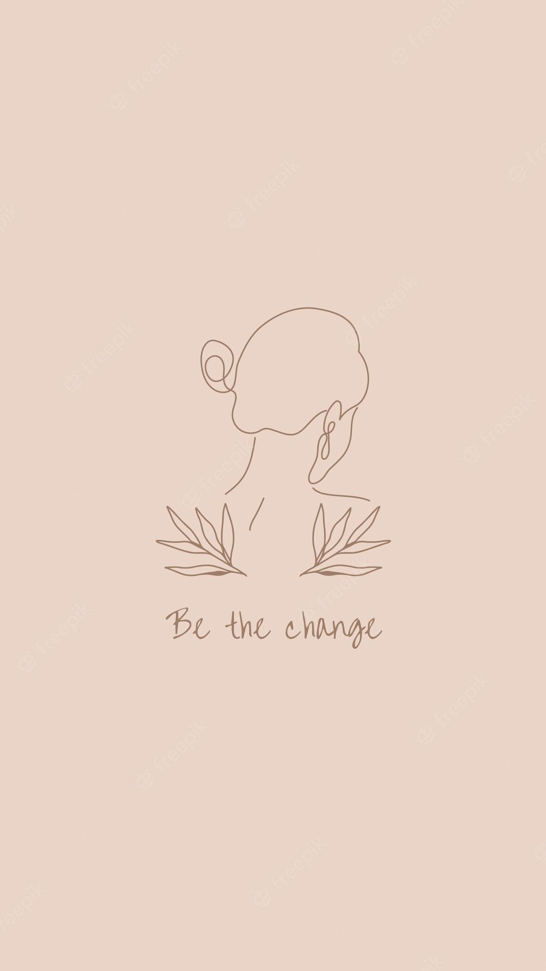 Be the Change, Line Art, Frau, Beige, Minimalistisch, Full HD, Sperrbildschirm fürs iPhone