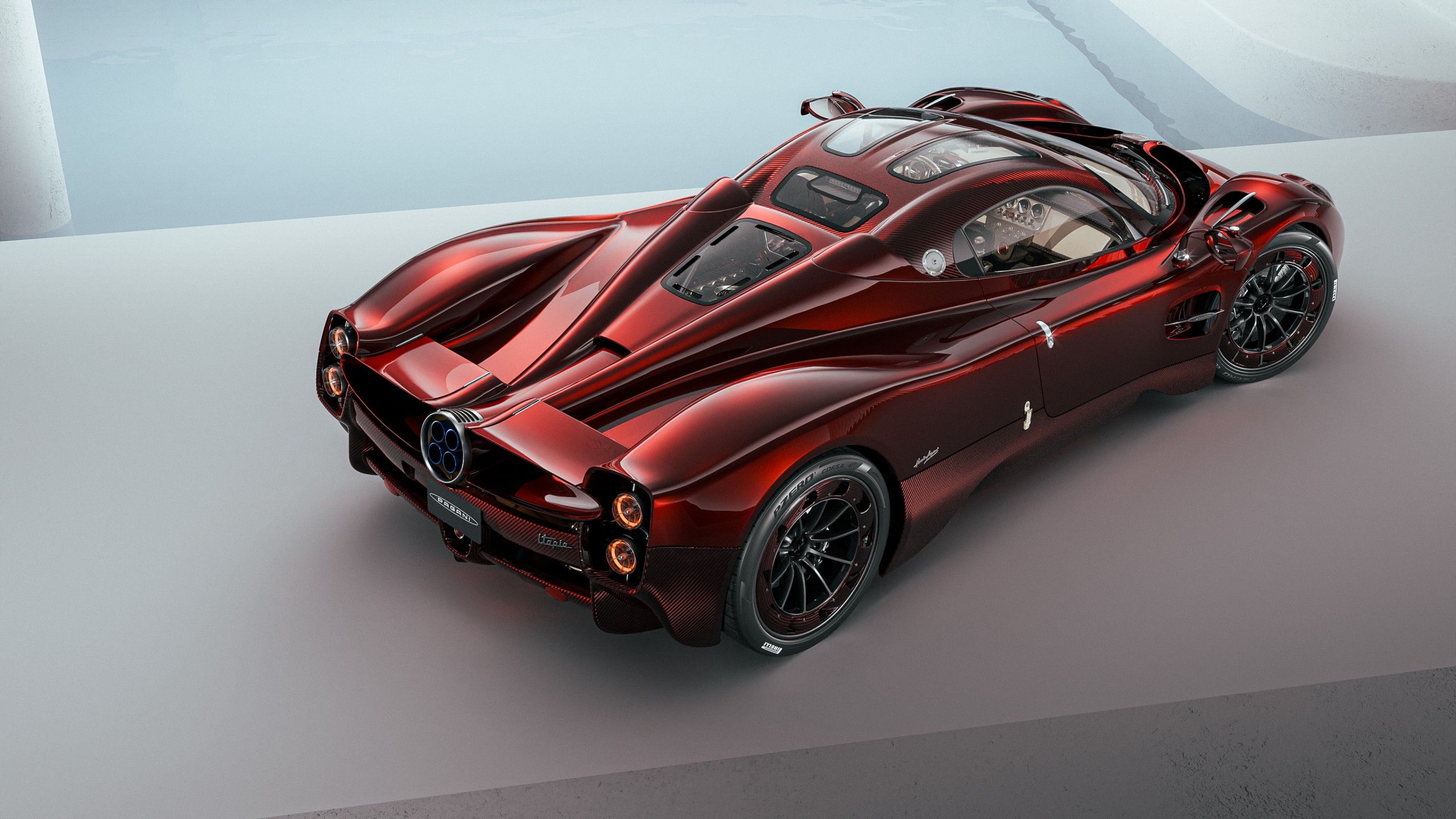 Pagani Utopia, Pagani, Rot, Vogelperspektive, Studio, 2K, Hintergrund für den Desktop