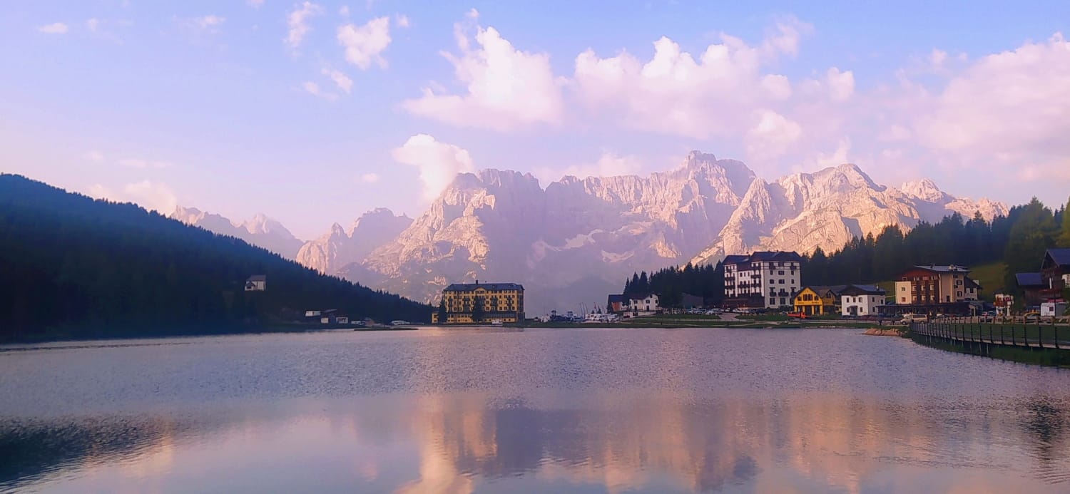 Misurinasee, Sorapiss, Dolomiten, Italien, Hotel, Rosa Wolken, HD, PC-Hintergrundbild