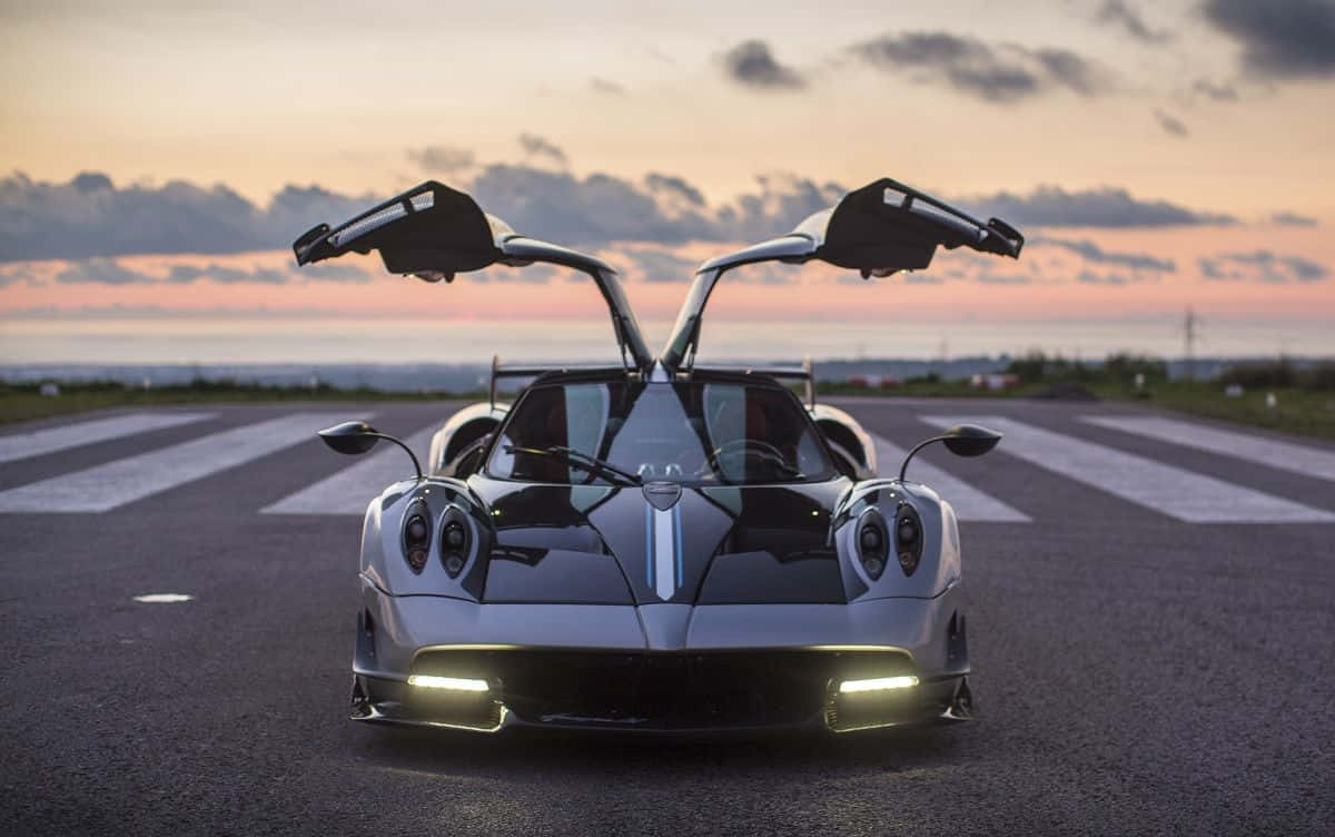 Pagani Huayra, Pagani, Flügeltüren, Rollfeld, Dämmerung, Hintergrundbild