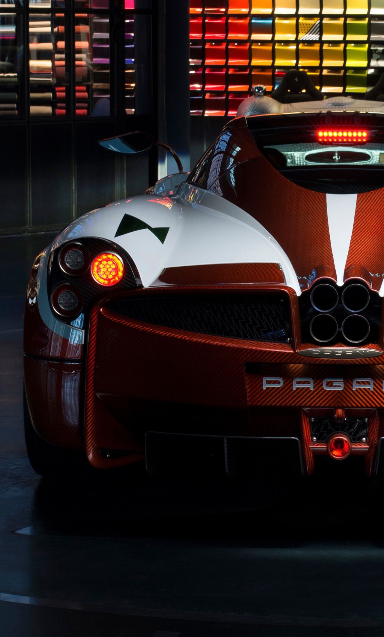 Pagani Huayra, Pagani, Heckansicht, Rot, Rückleuchten, Full HD, Hintergrundbild fürs Handy