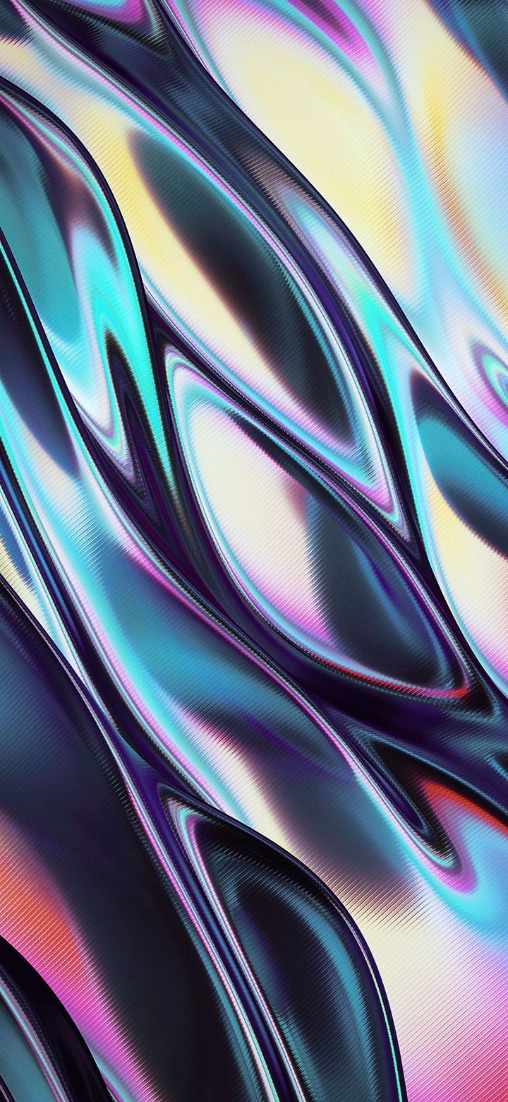 Flüssiges Metall, Chrom, Abstrakt, Irisierend, 3D-Render, Sperrbildschirm fürs iPhone
