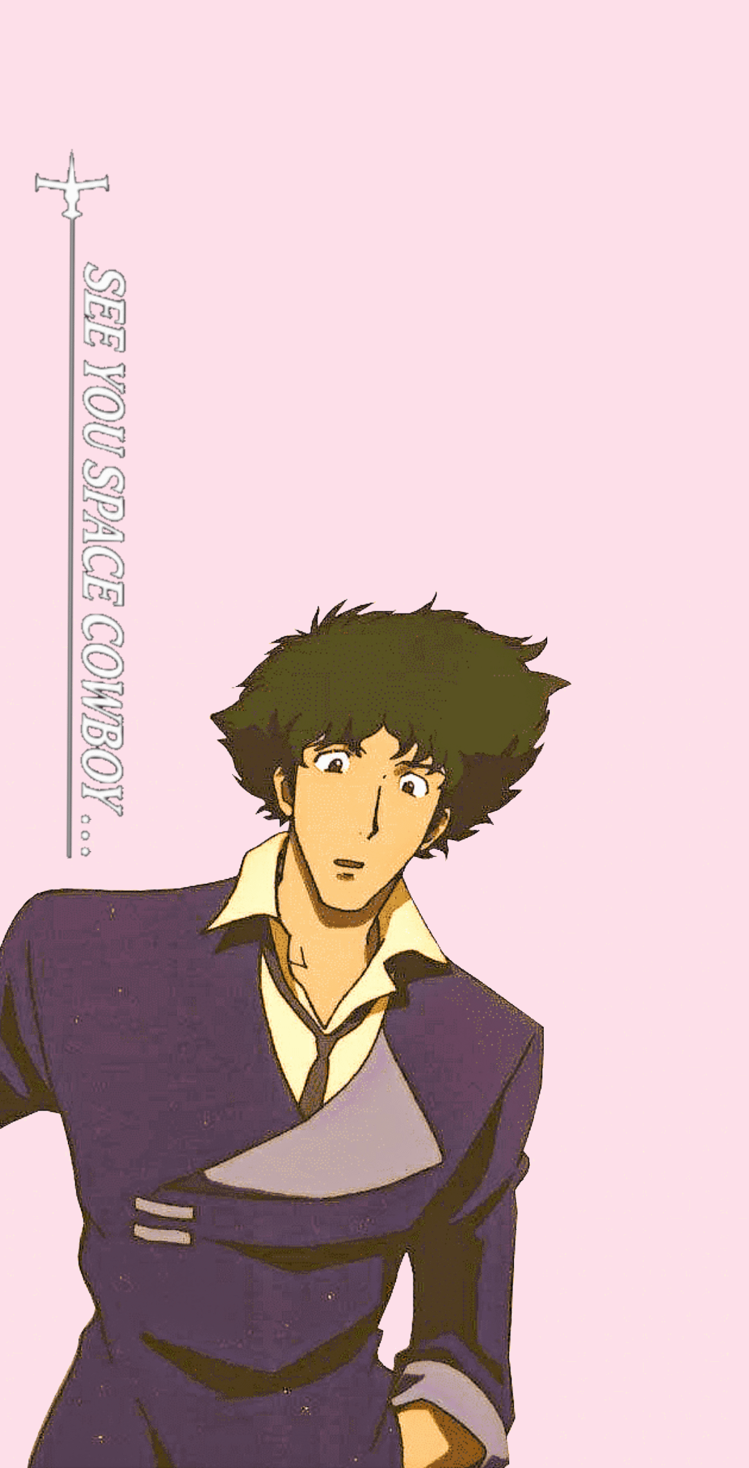 Spike Spiegel, Cowboy Bebop, Rosa Hintergrund, Anime, Minimalismus, Sperrbildschirm fürs iPhone