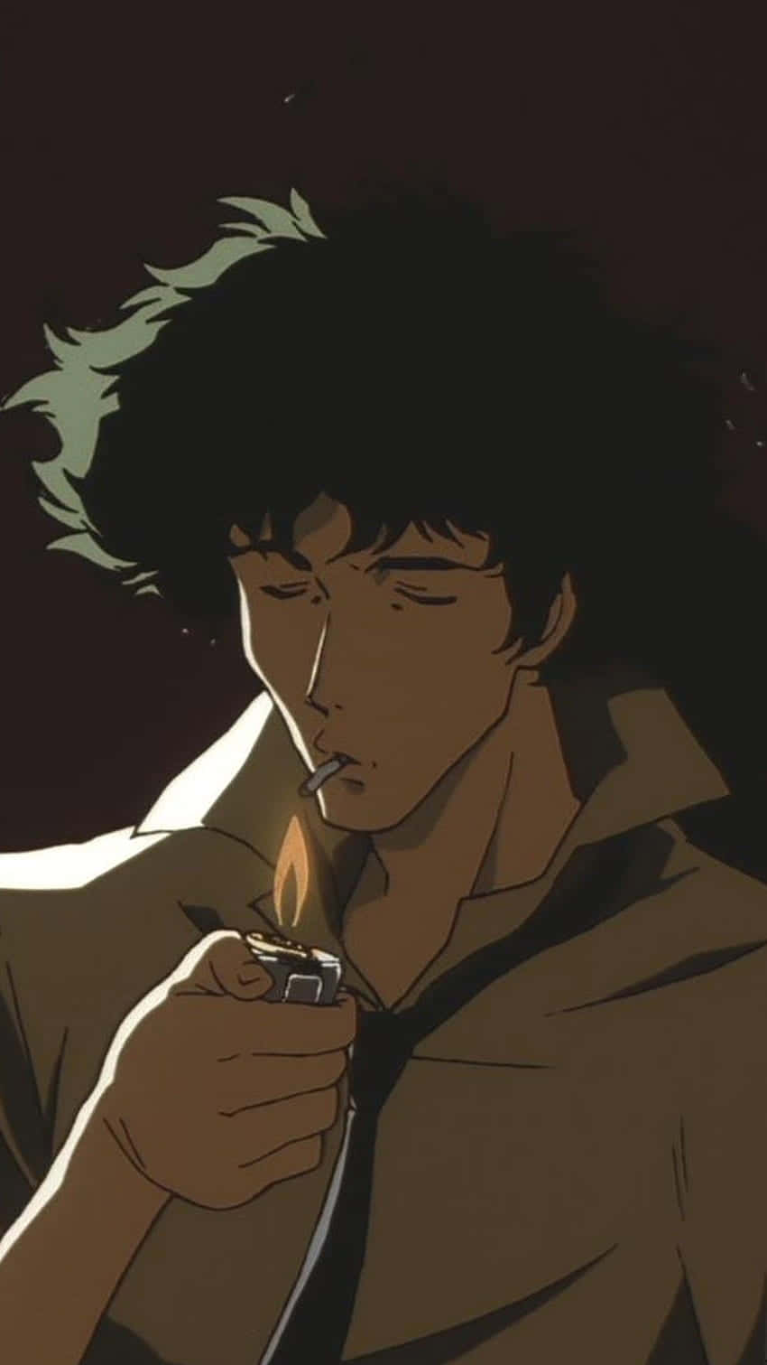 Spike Spiegel, Zigarette, Feuerzeug, Dunkel, Anime, Hochformat, Hintergrundbild fürs Smartphone