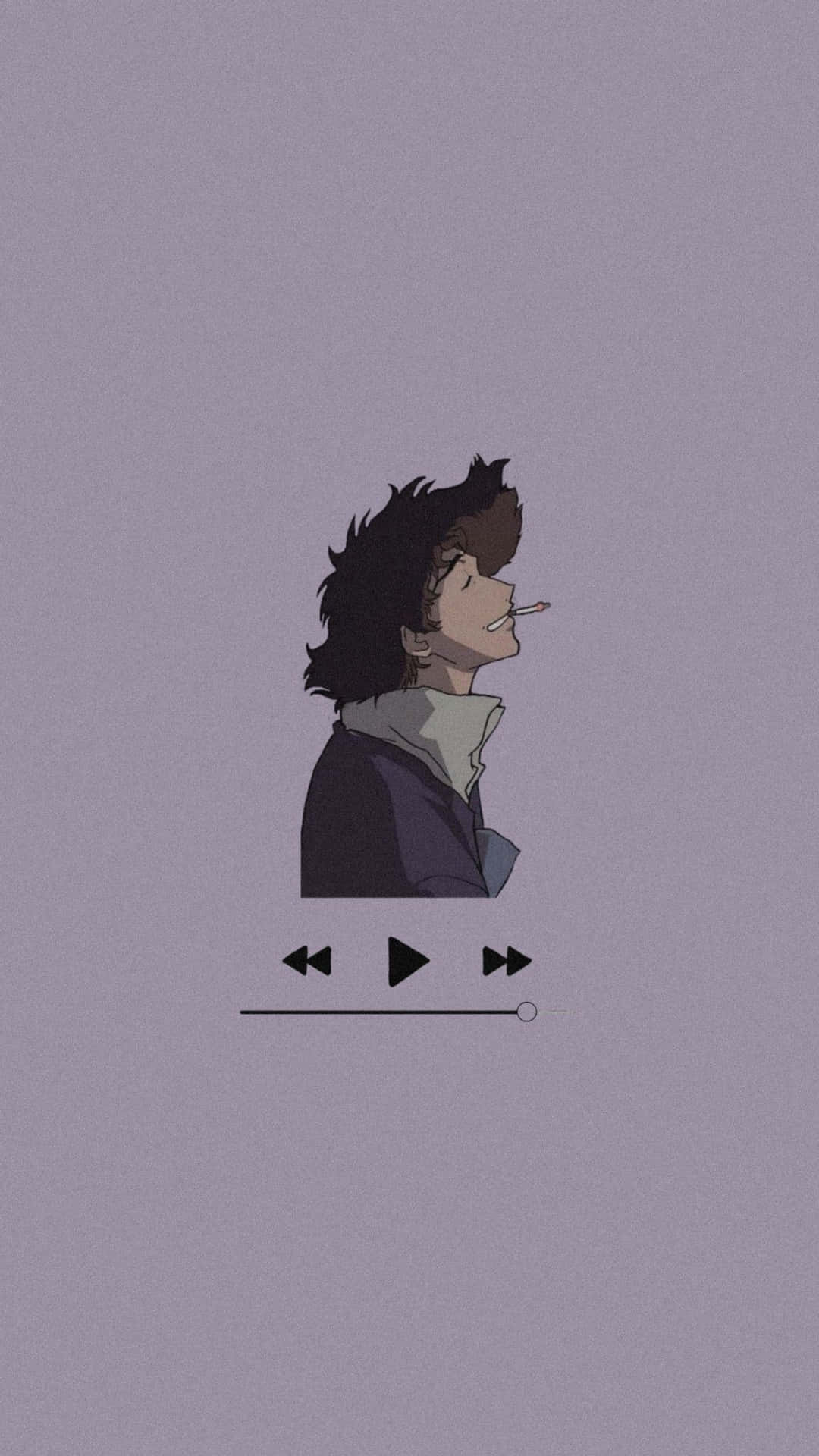 Spike Spiegel, Musikplayer, Grau, Minimalismus, Silhouette, Full HD, iPhone-Hintergrundbild