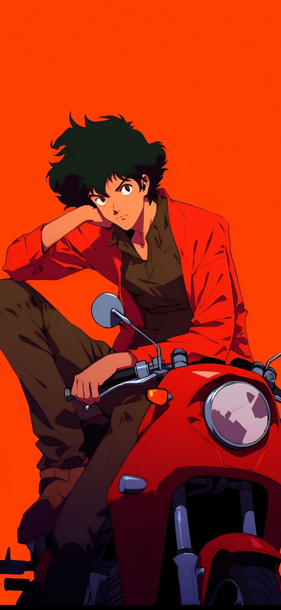 Spike Spiegel, Cowboy Bebop, Motorrad, Rot, Anime, Full HD, Sperrbildschirm fürs iPhone