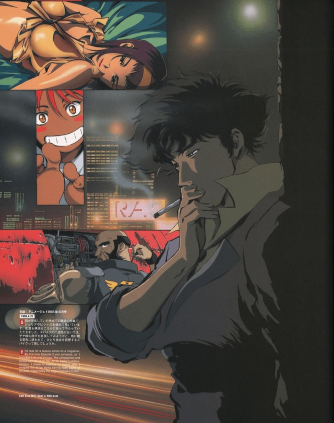 Spike Spiegel, Cowboy Bebop, Collage, Stadt, Nacht, Anime, Full HD, iPad-Hintergrundbild