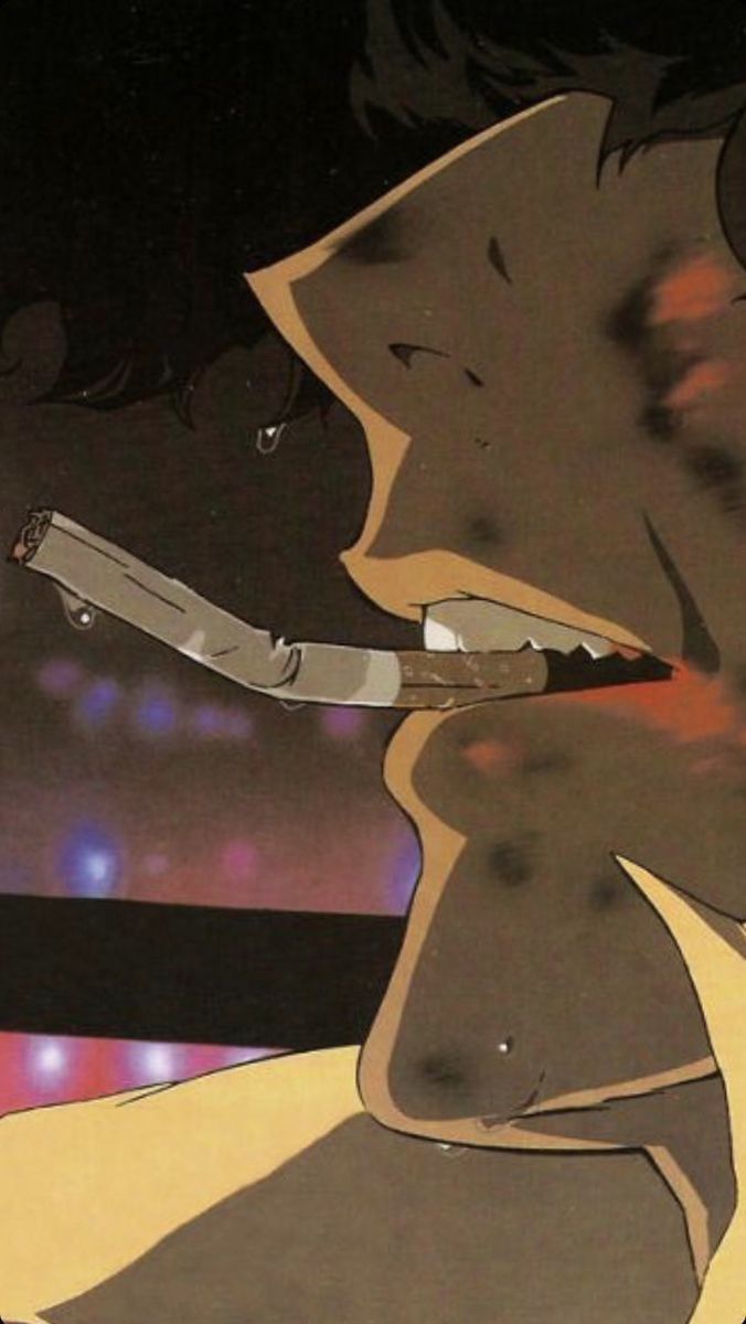 Spike Spiegel, Zigarette, Nahaufnahme, Dunkel, Anime, Hintergrundbild für iPhone und Android