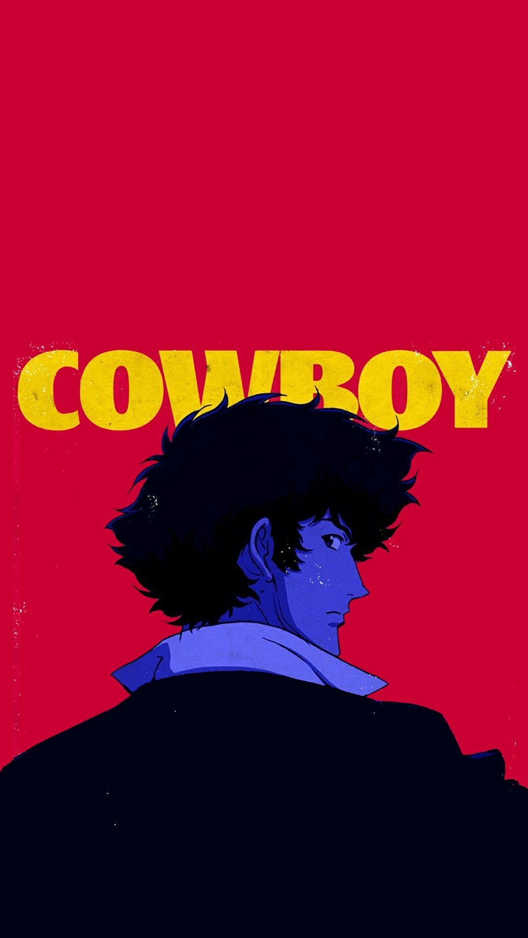 Spike Spiegel, Cowboy Bebop, Schriftzug, Rot, Blau, Minimalismus, 1080x1920, Handy-Hintergrund