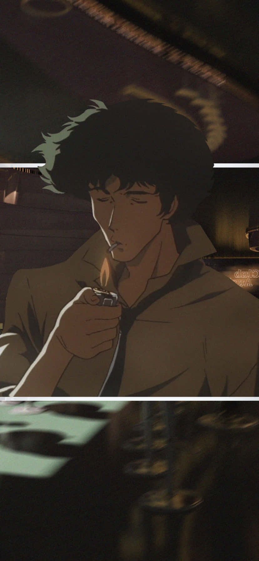 Spike Spiegel, Zigarette, Dunkel, Glitch-Effekt, Anime, HD, Hintergrundbild fürs Handy