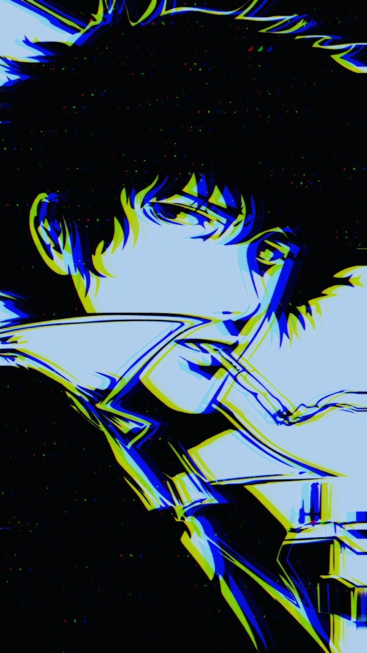 Spike Spiegel, Cowboy Bebop, Zigarette, Blau, Schwarz, Kontrast, HD, Handy-Hintergrundbild