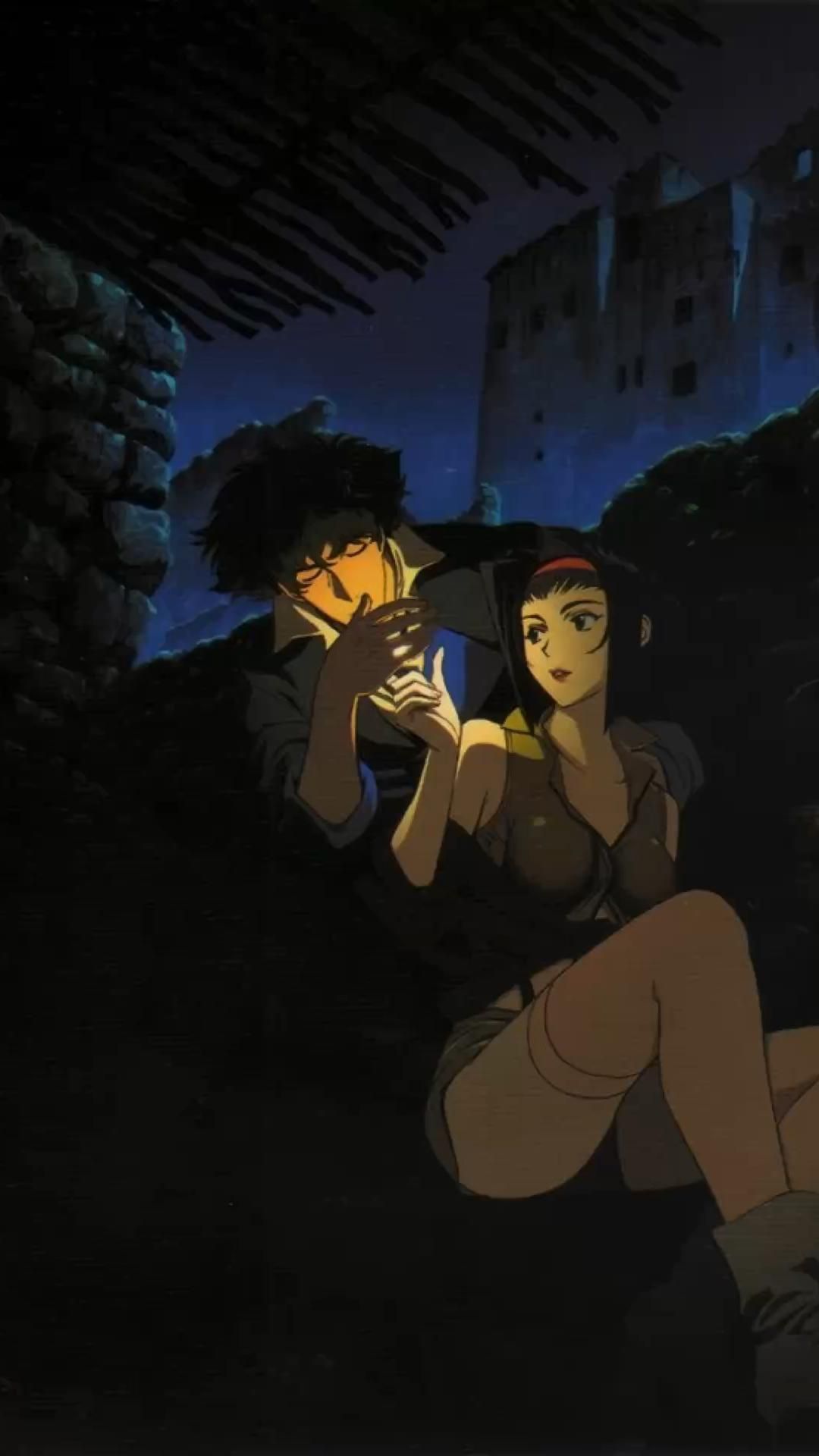 Spike Spiegel, Cowboy Bebop, Nacht, Zigarette, Dunkel, Full HD, Hintergrundbild fürs Handy