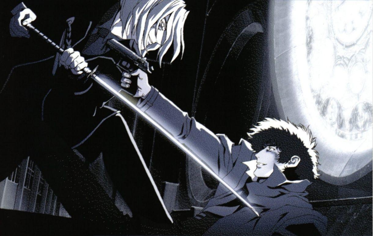Spike Spiegel, Vicious, Cowboy Bebop, Katana, Kampf, Schwarz-Weiß, Hintergrund