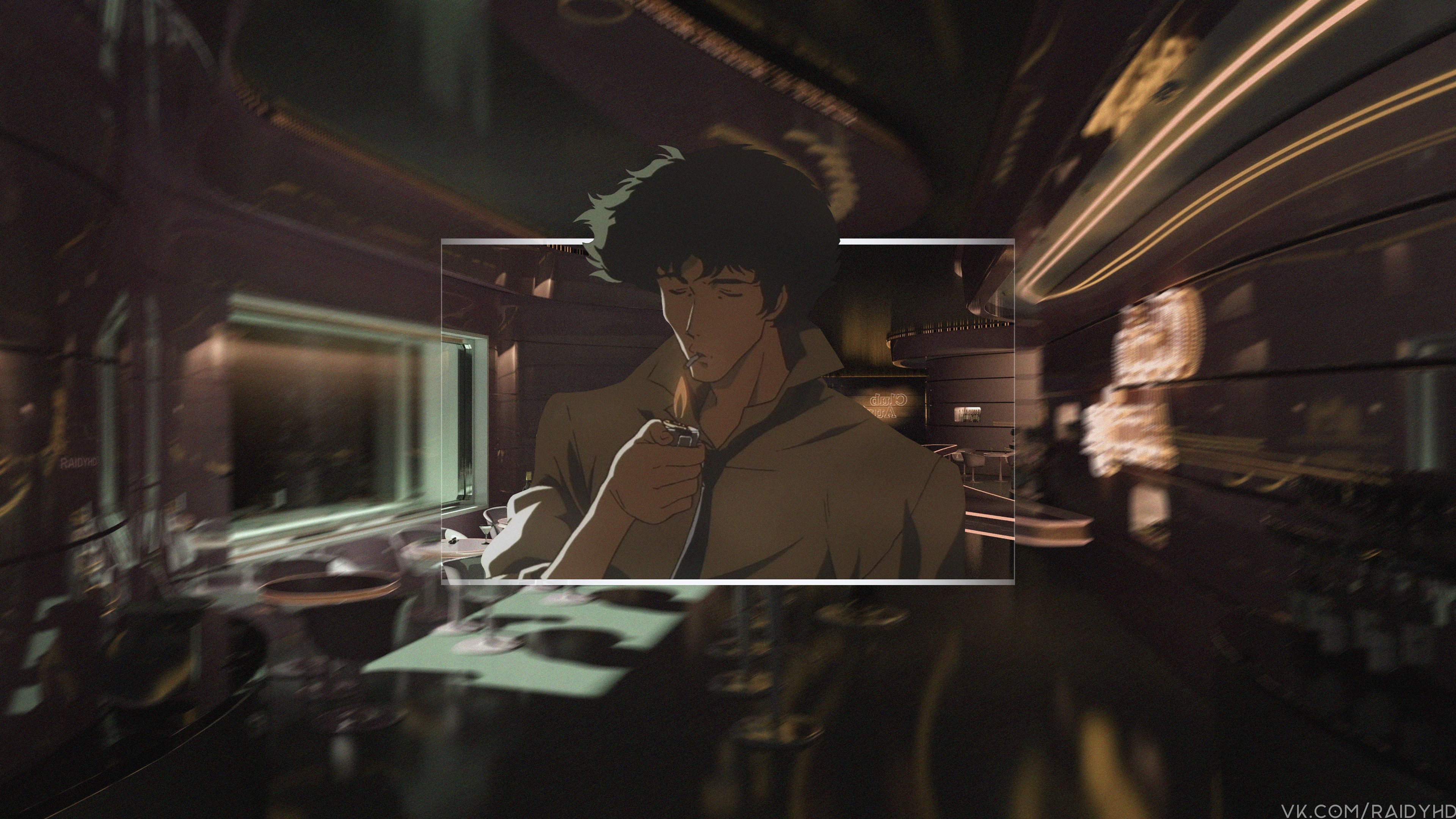 Spike Spiegel, Bar, Lichtstreifen, Dunkel, Anime, 4K 2160p, Desktop-Hintergrundbild