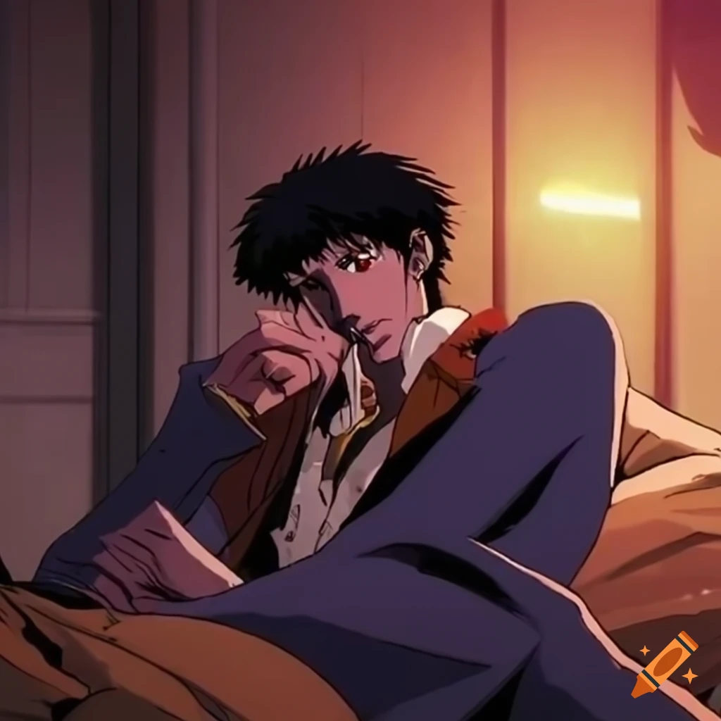 Spike Spiegel, Sofa, Abendlicht, Fan-Art, Anime, Hintergrundbild für iPad und Tablet
