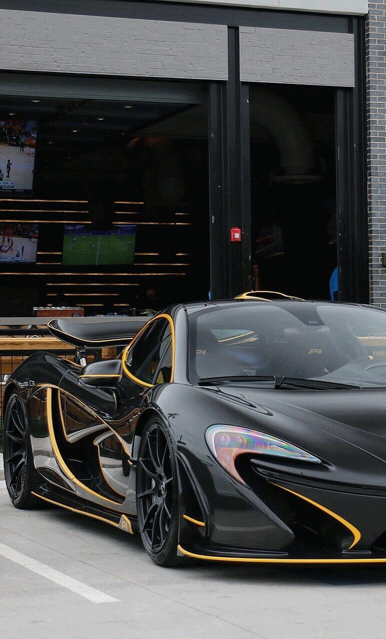 McLaren P1, Hypercar, Schwarz, Goldene Akzente, HD, Hintergrundbild fürs Handy