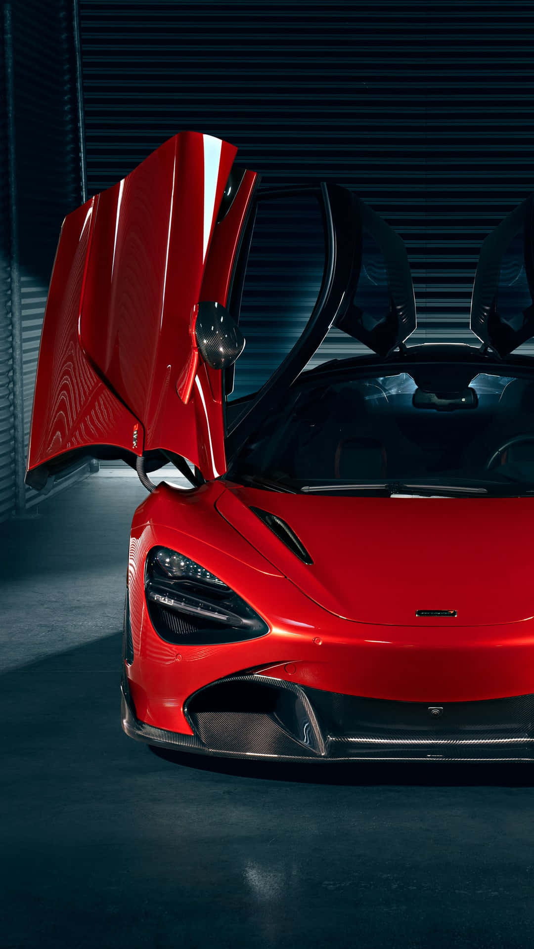 McLaren 720S, Flügeltüren, Roter Sportwagen, Dunkelheit, Full HD, Handy-Hintergrundbild