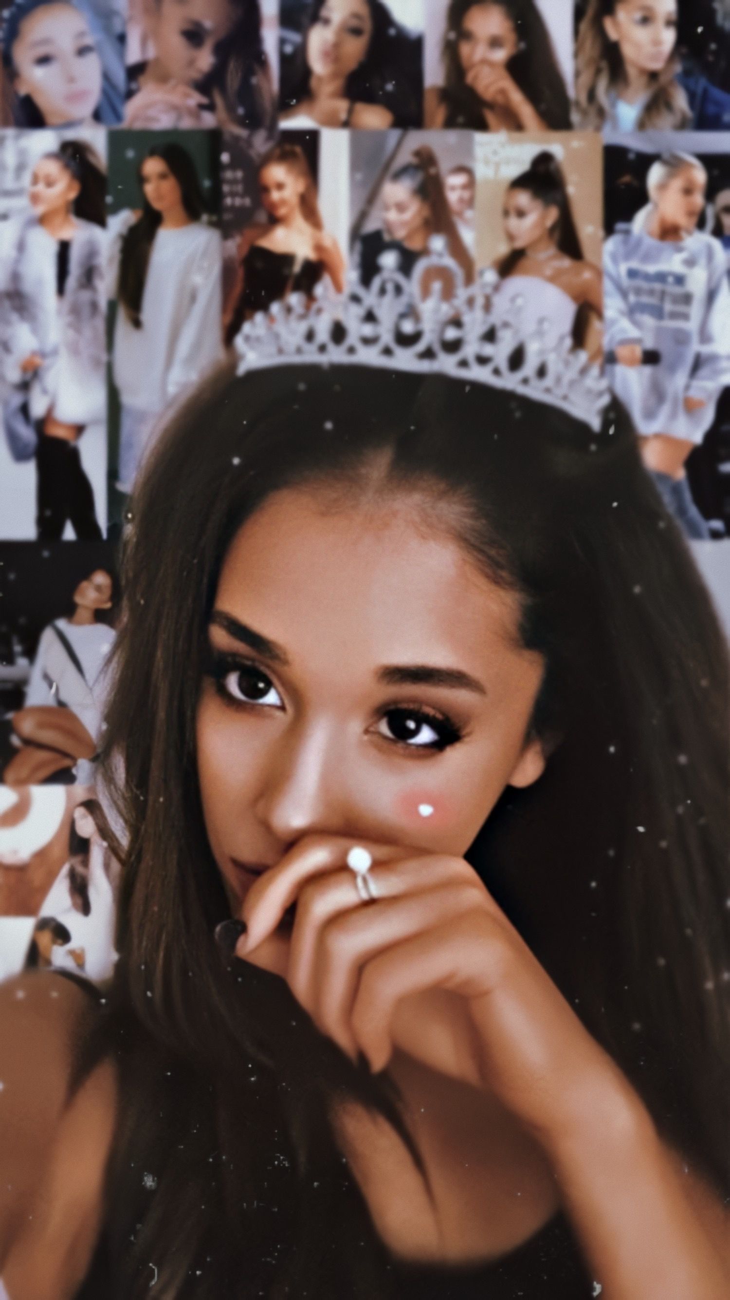 Ariana Grande, Krone, Porträt, Collage, Sängerin, Hintergrundbild für iPhone und Android