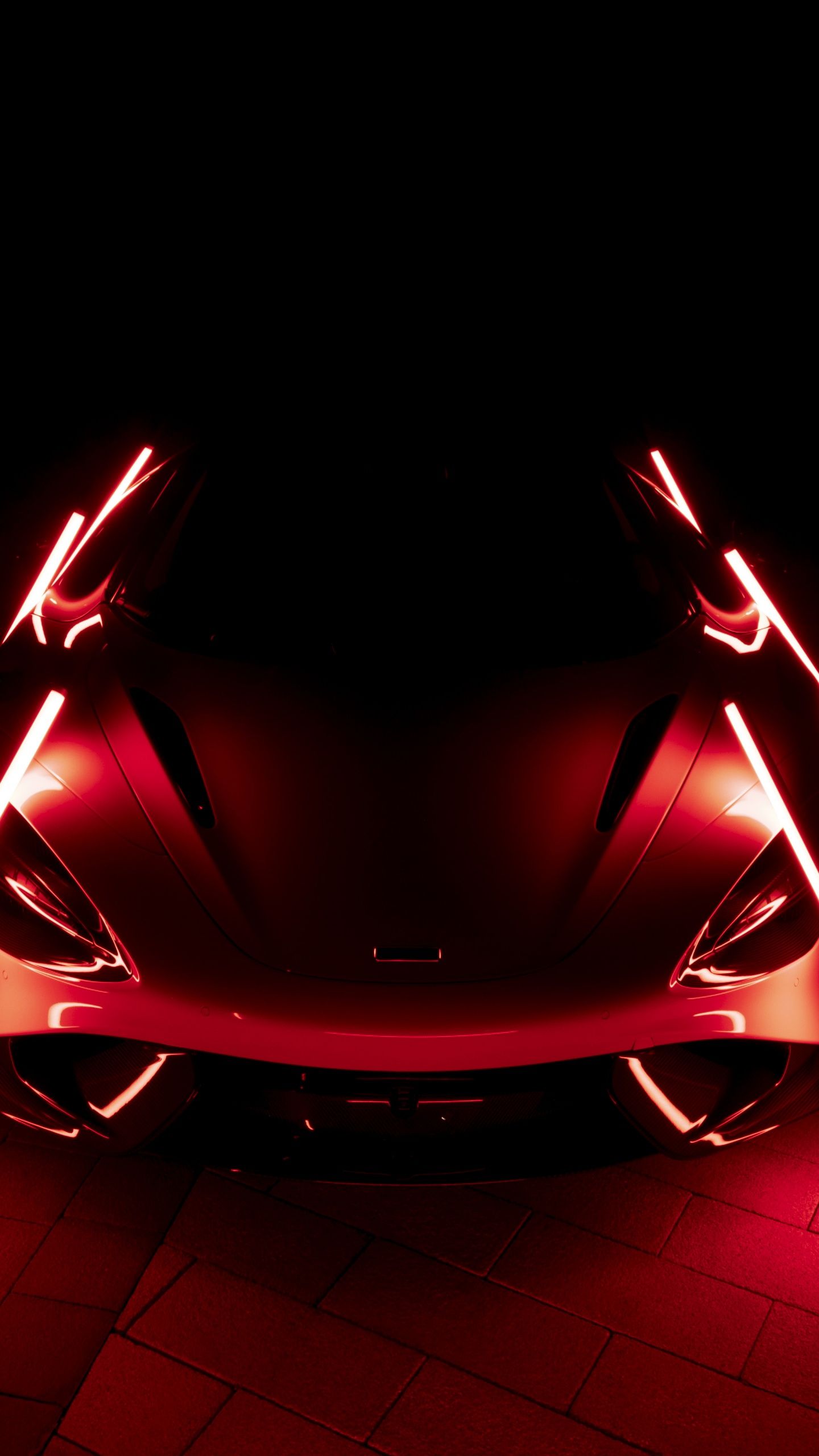 McLaren, Rotes Licht, Schwarzer Hintergrund, Silhouette, Sperrbildschirm fürs iPhone