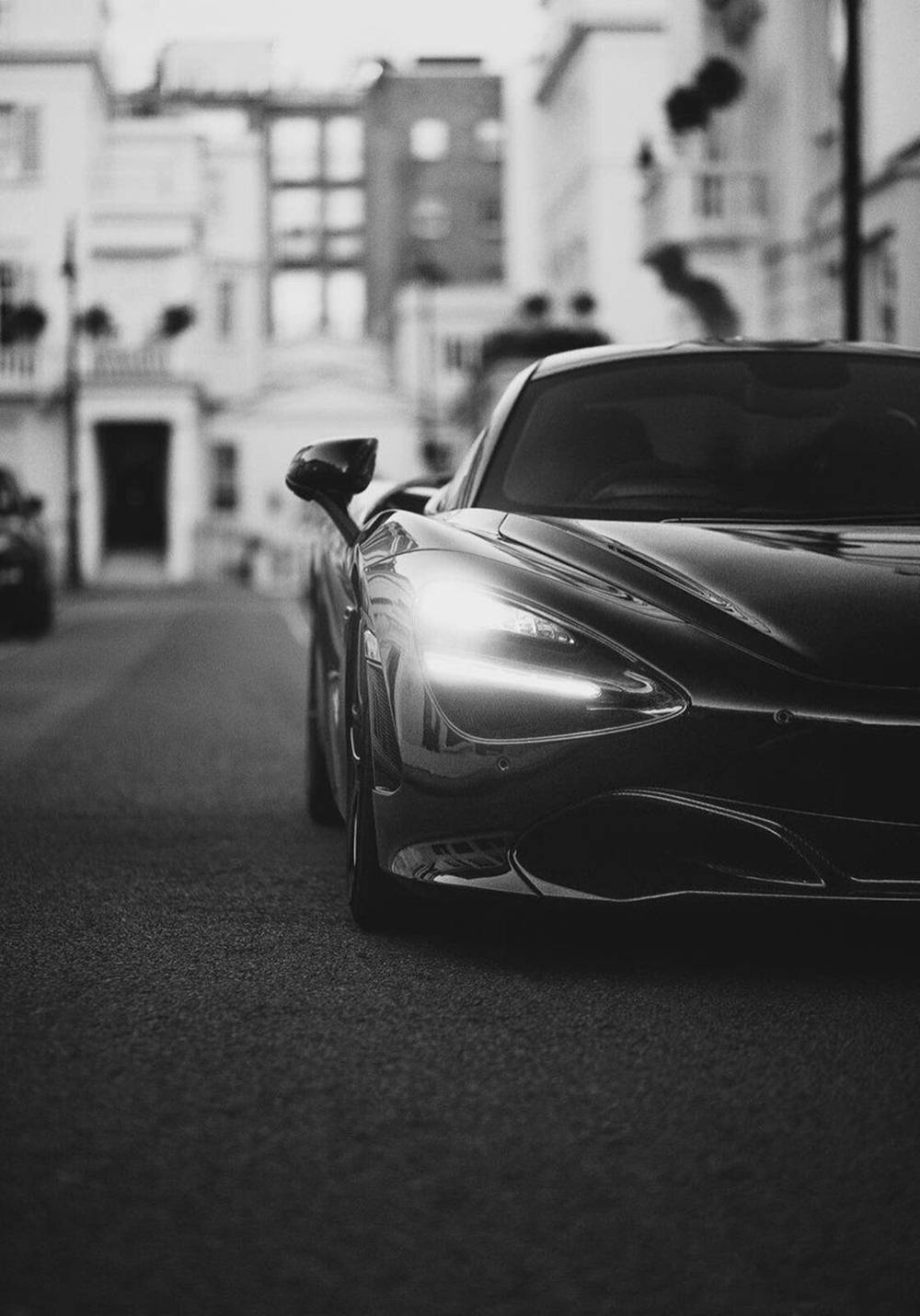 McLaren, Schwarzweiß, Stadtstraße, Sportwagen, HD, iPad-Hintergrundbild