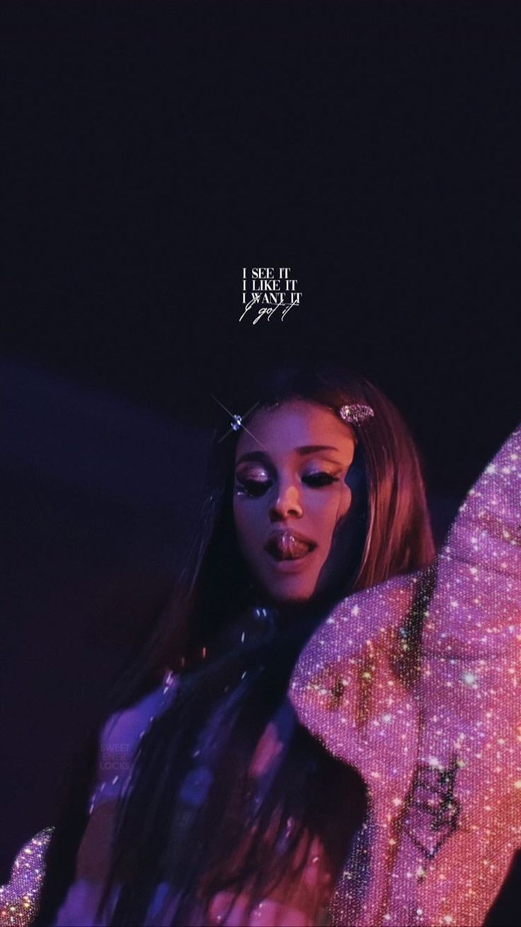 Ariana Grande, Glitzer, Dunkel, Lila, Porträt, HD, Handy-Hintergrund im Hochformat