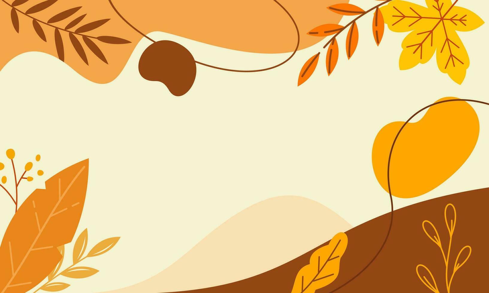 Illustration, Herbstblätter, Abstrakte Formen, Orange, Creme Hintergrund, HD Wallpaper