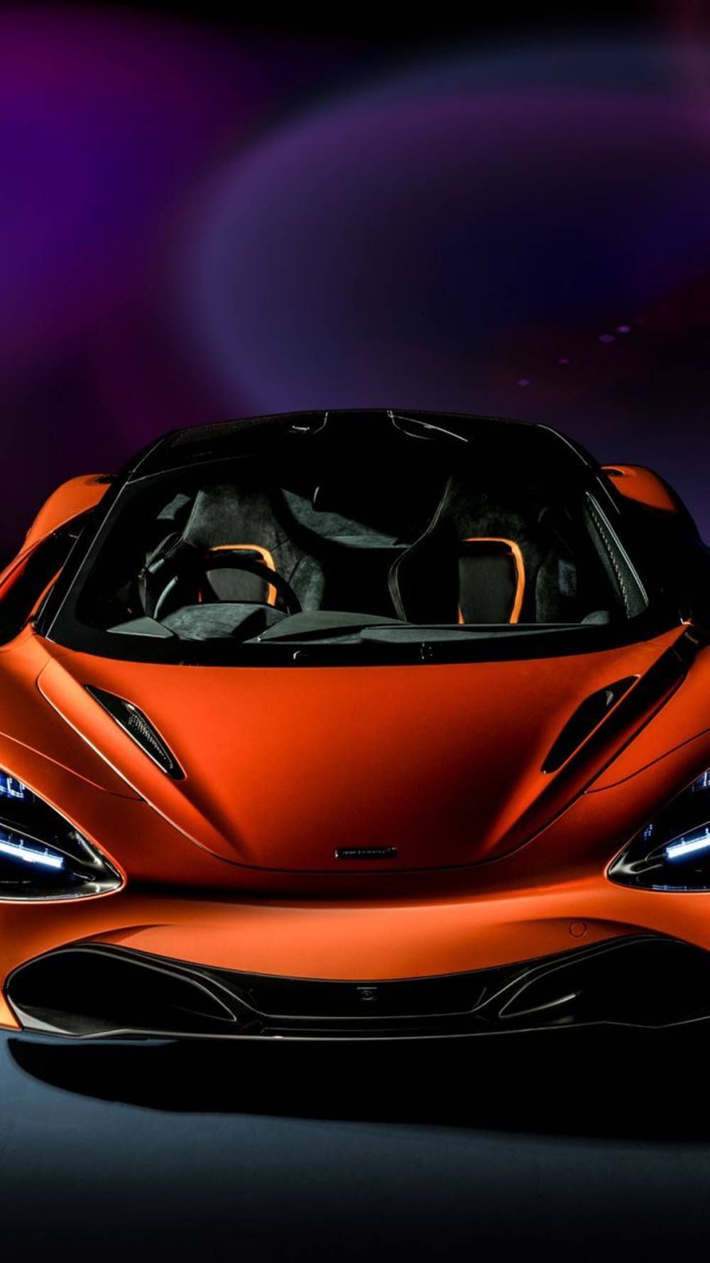 McLaren 720S, Orange, Draufsicht, Lila Hintergrund, HD, Sperrbildschirm fürs iPhone