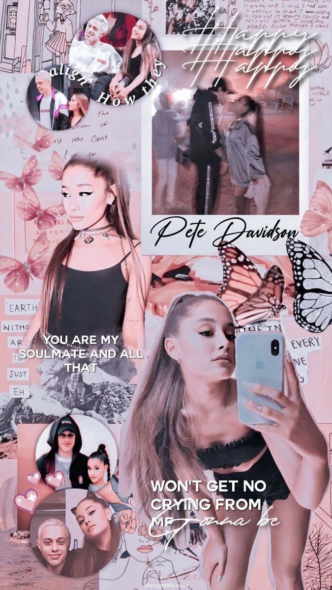 Ariana Grande, Collage, Rosa, Sprüche, Aesthetic, Hintergrundbild für iPhone und Android