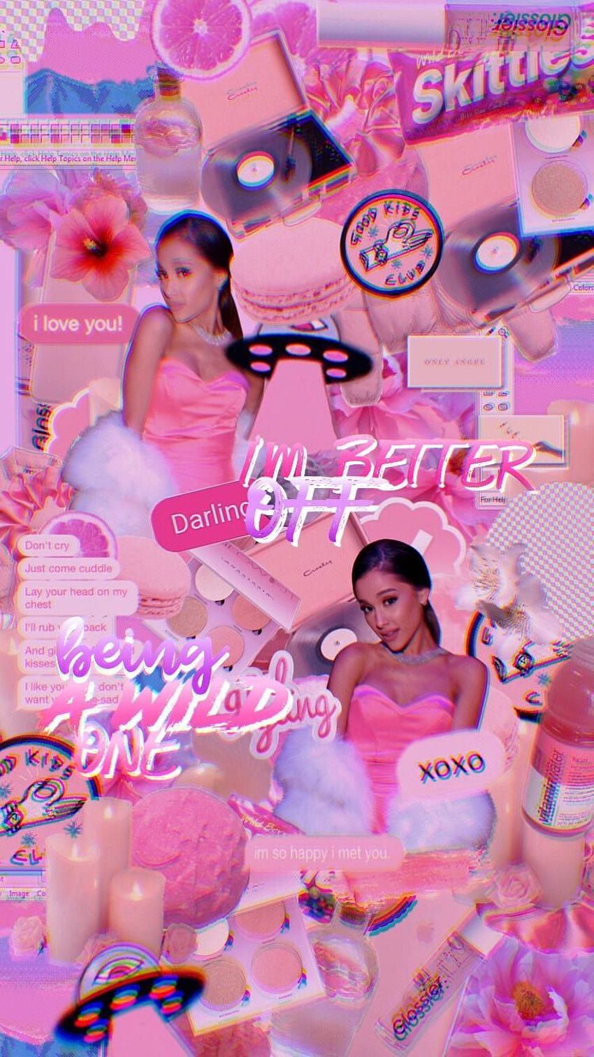 Ariana Grande, Collage, Pink, Neon, Aesthetic, HD, Hintergrundbild fürs Handy