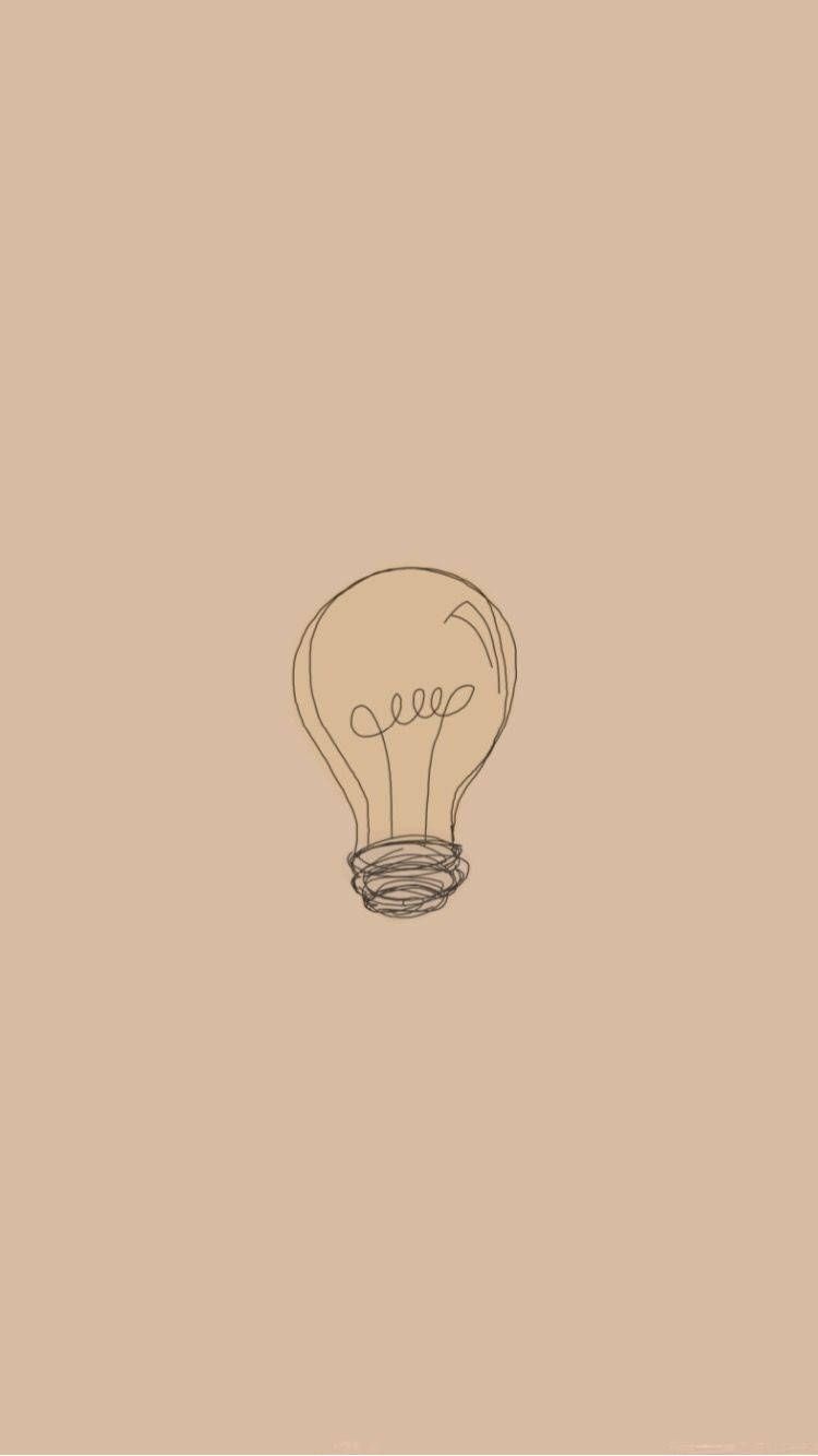 Glühbirne, Strichzeichnung, Beige, Minimalistisch, Line Art, HD, Handy-Hintergrund
