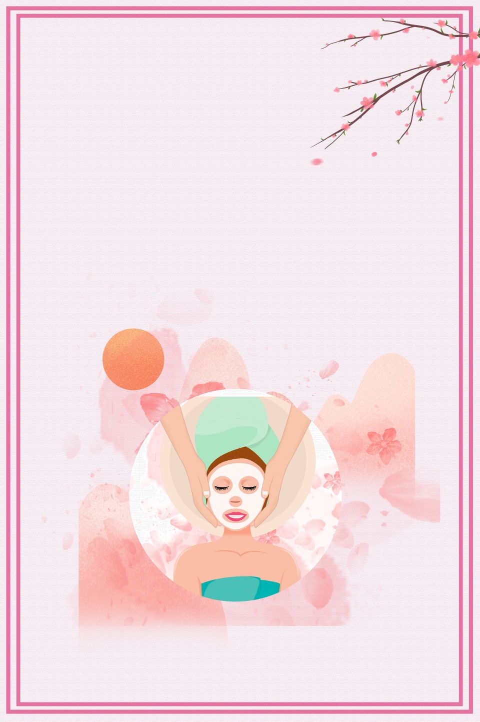 Illustration, Frau, Kirschzweig, Rosa, Rahmen, HD, Sperrbildschirm fürs iPhone