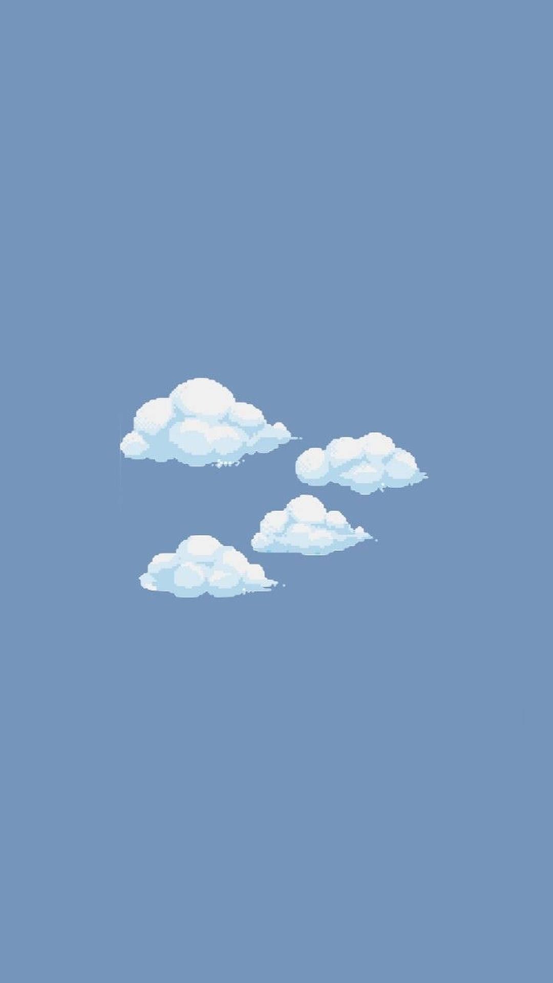 Wolken, Blau, Minimalistisch, Illustration, Graublau, Full HD, Sperrbildschirm fürs iPhone